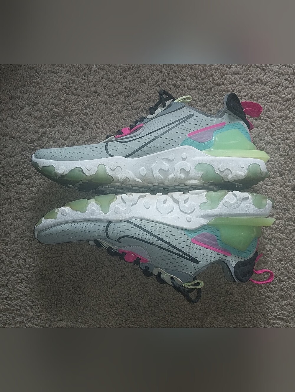 Nike Womens React Vision Wolf Grey Pink Prime Volt 7.5